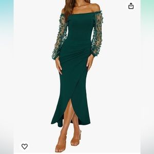 NWT Dark Green Floral Formal Dress